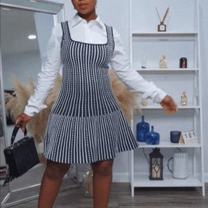 Stripped knit mini dress